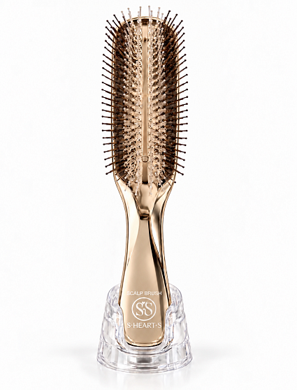 Щётка для мытья и массажа кожи головы S・HEART・S Scalp Brush World Model Long, розовое золото