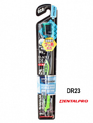 Зубная щётка Dentalpro DR23 Black-Dia Super-fine Hair Standard с платиновой коллоидной керамикой, многоуровневая с ультратонкой щетиной алмазной формы, жесткая, корпус черный, зеленый