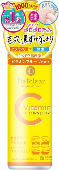 Пилинг-скатка для лица MEISHOKU Detclear Bright & Peel Peeling Jelly с AHA- и BHA-кислотами, витамином C и фруктовым ароматом, 180 мл