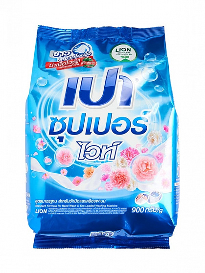 Антибактериальный порошок для стирки белого и светлого белья LION PAO Super White , 900 г