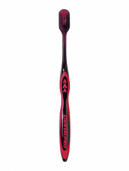 Зубная щётка Dentalpro DR23 Black-Dia Super-fine Hair Standard, жесткая щетина, красная