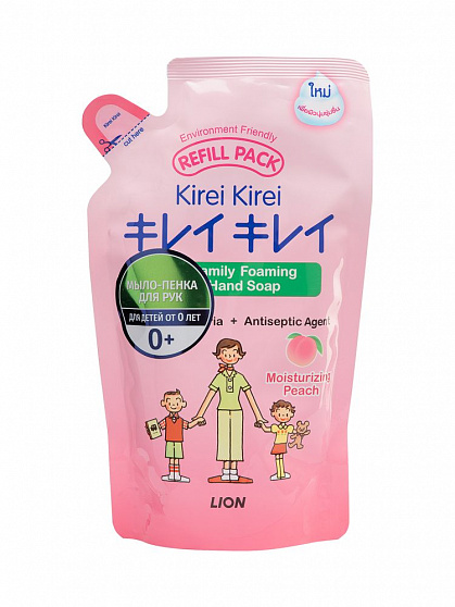 Мыло-пена для рук "Розовый персик" LION Kirei Kirei, сменный блок 200 мл