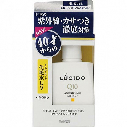 Увлажняющий лосьон для лица MANDOM Lucido Ageing Care Lotion UV с защитой от ультрафиолета SPF 28 PA++ (для мужчин после 40 лет) без запаха, красителей и консервантов, 100 мл