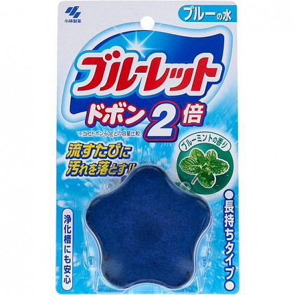 Таблетка для бачка унитаза KOBAYASHI Bluelet Dobon Double Blue Mint очищающая и дезодорирующая, с ароматом мяты, 60гр