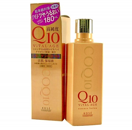 Увлажняющий лосьон для лица с коэнзимом Q10 и морским коллагеном KOSE Vital Age Q10 Essence Lotion, 180 мл