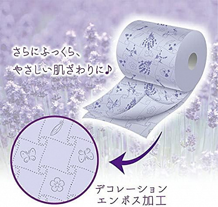 Туалетная бумага двухслойная MARUTOMI TISSUE Hanataba Flower Print French Lavender 12 Rolls Double, с ароматом французской лаванды, 12 рулонов по 25 м