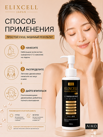 Профессиональная восстанавливающая сыворотка ELIXCELL Revita Essence Pro, 150 мл