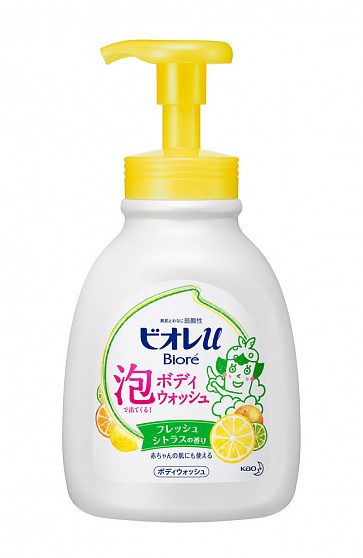 Жидкое мыло-пенка для тела KAO Biore U Foam Fresh Citrus "Бодрящий Цитрус", с освежающим цитрусовым ароматом, диспенсер 600мл