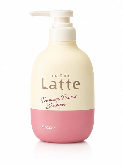 Бессульфатный восстанавливающий шампунь KRACIE Ma&Me Latte Damage Repair с молочными протеинами, аромат яблока и цветков апельсина, 490 мл