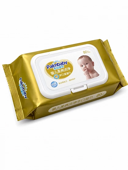 Влажные детские салфетки PalmBaby "Золотая упаковка" с экстактом алоэ вера, pH-сбалансированные, 80 шт.