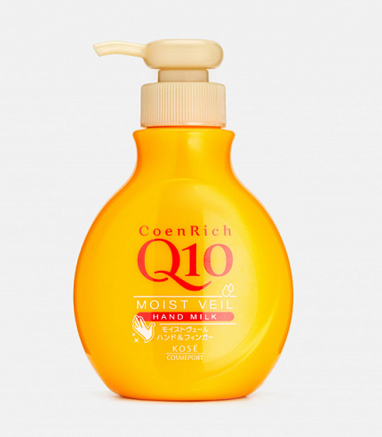 Защитное увлажняющее молочко для сухой кожи рук с коэнзимом Q10 KOSE Rich Moist Veil Hand Milk, без аромата, 200 мл