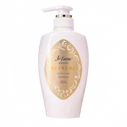 Восстанавливающий шампунь для поврежденных волос KOSE Je l’aime Amino Supreme Velvet Mellow, с нежным ароматом розы и жасмина, 500мл
