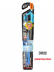 Зубная щётка Dentalpro DR22 Black-Dia Super-fine Hair Standard с платиновой коллоидной керамикой, многоуровневая, с ультратонкой щетиной средней жесткости, корпус черный, синий