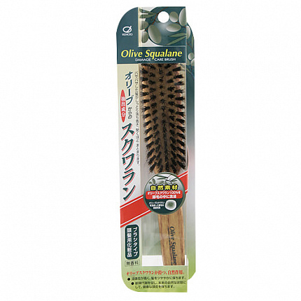 Расческа с натуральной щетиной и оливковым скваланом IKEMOTO Olive Squalane Impregnated Brush