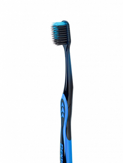 Зубная щётка Dentalpro DR22 Black-Dia Super-fine Hair Standard с платиновой коллоидной керамикой, многоуровневая, с ультратонкой щетиной средней жесткости, корпус черный, синий