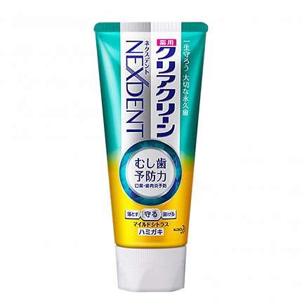 Лечебно-профилактическая зубная паста KAO Clear Clean NEXDENT Mild Citrus с микрогранулами и фтором, мягкий цитрусовый вкус, 120 г