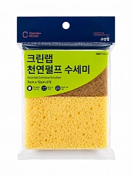 Двухсторонняя губка Clean LAB для мытья посуды из целлюлозы и полиэстера, средняя жесткость, 7*12 см, 2 шт.