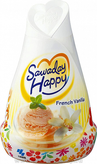 Гелевый освежитель воздуха для комнаты KOBAYASHI Sawaday Happy French Vanilla, с ароматом французской ванили, 150г.