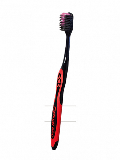 Зубная щётка Dentalpro Black-Dia Super-fine Hair Compact DC23 с платиновой коллоидной керамикой, многоуровневая с ультратонкой щетиной алмазной формы с компактной головкой, средняя жесткость, розовая
