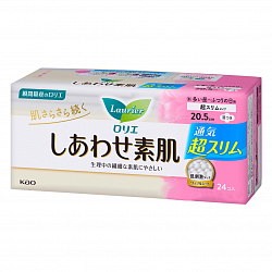 Супертонкие гигиенические прокладки, с крылышками KAO "Laurier" Happy Skin Ventilation Super Slim, длина: 20,5см, в упаковке 24шт.