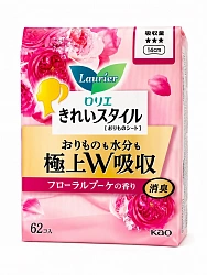 Ультратонкие ежедневные прокладки с ароматом цветочного букета KAO Laurier Beautiful Style Premium Double Absorption, 14 см, 62 шт.