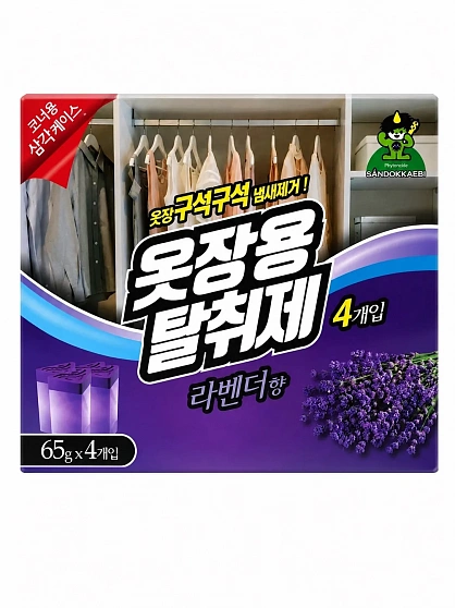 Средство для полки одежного шкафа против запаха SDK Deodorizer for Closet, аромат лаванды, 65 г * 4 шт.