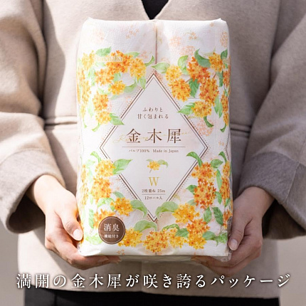 Туалетная бумага двухслойная MARUTOMI TISSUE Hanataba Osmanthus 12 Rolls Double, с ароматом османтуса, 12 рулонов * 25 м