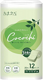 Туалетная бумага трёхслойная MARUTOMI TISSUE Hanataba Cocochi 12 Rolls Triple с антибактериальным покрытием, с ароматом зеленого чая, 12 рулонов * 20 м