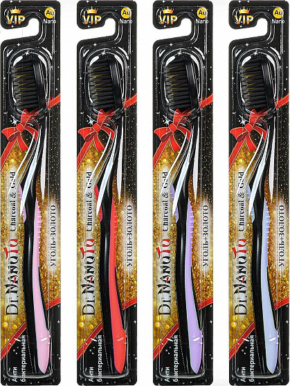 Зубная щетка ДРЕВЕСНЫЙ УГОЛЬ / НАНОЧАСТИЦЫ ЗОЛОТА Dr.NanoTo Charcoal / Nano Gold, цвет в ассортименте