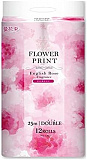 Туалетная бумага двухслойная MARUTOMI TISSUE Hanataba Flower Print English Rose 12 Rolls Double, с ароматом английской розы, 12 рулонов по 25 м