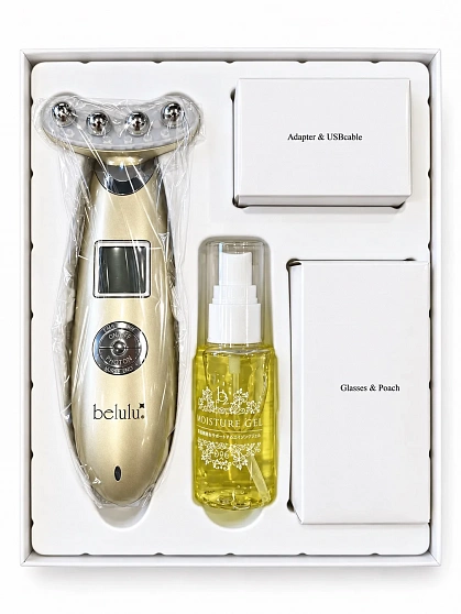 Аппарат для лица BELULU Rebirth KRD1033N с EMS, RF и LED, цвет Gloss Gold, сыворотка в подарок