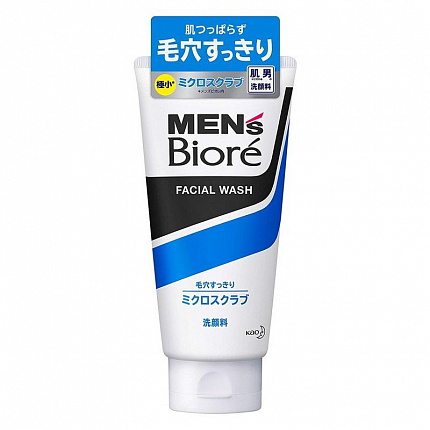Пенка-скраб для умывания KAO Men's Biore Micro Scrub Facial Cleansing мужская с микроскрабом, с легким цитрусовым ароматом, 130 гр