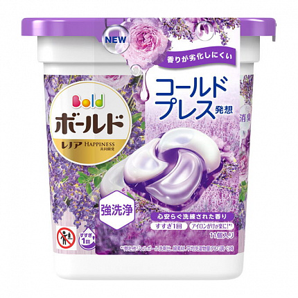 Гелевые капсулы для стирки белья с кондиционером 4 в 1 PG Bold Lavender & Jasmine, аромат лаванды и жасмина, 11 шт 