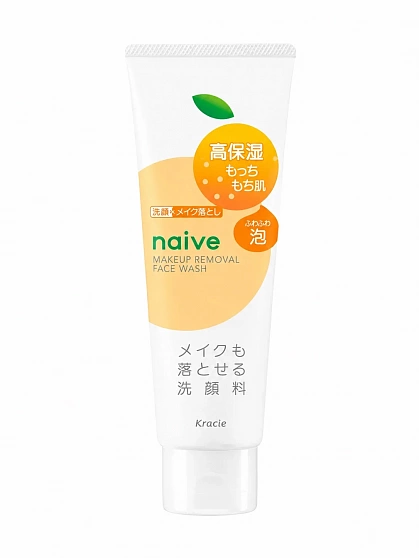 Увлажняющая пенка для умывания и снятия макияжа Kracie Naive Makeup Remover Cleansing Foam с церамидами юдзу, 200 г