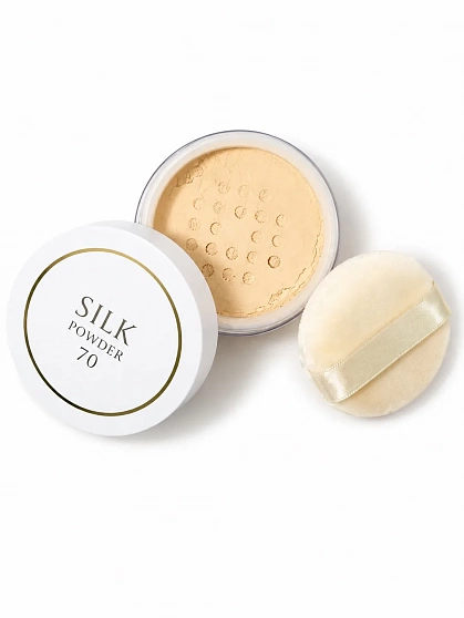 Шелковая минеральная рассыпчатая пудра SILK POWDER с 70% натурального шелка, 9 г