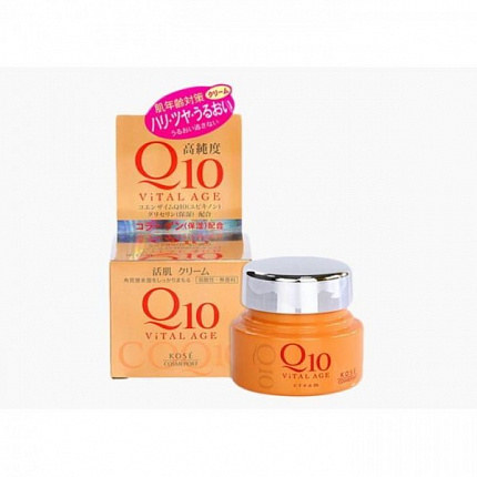 Увлажняющий крем для лица с коэнзимом Q10 и морским коллагеном KOSE Vital Age Q10 Cream, 40 г
