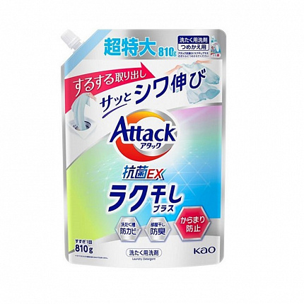 Жидкое средство для стирки KAO Attack Antibacterial EX Easy Drying с эффектом уменьшения складок на одежде, цветочный аромат, 810 г