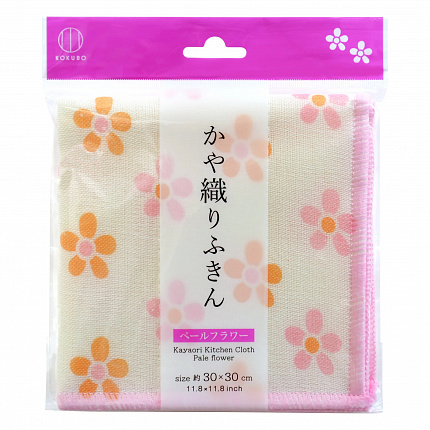Тряпочка для посуды и кухни KOKUBO Kayaori, с высокой впитывающей способностью, принт Нежные цветы, 1 шт.