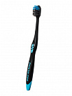 Зубная щётка Dentalpro Black-Dia Compact с платиновой коллоидной керамикой и щетиной алмазной формы с компактной головкой, жесткая щетина, корпус - черный, голубой