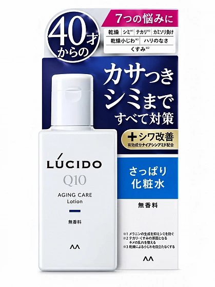 Антивозрастной комплексный лосьон для мужчин (после 40 лет) MANDOM LUCIDO Q10 Ageing Care Lotion без запаха, красителей и консервантов, 110 мл