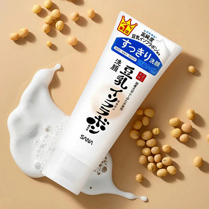 Пенка для умывания и снятия макияжа Sana SOY MILK MOISTURE CLEANSING WASH  увлажняющая с изофлавонами сои, 150 гр
