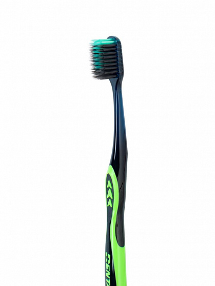 Зубная щётка Dentalpro DR23 Black-Dia Super-fine Hair Standard с платиновой коллоидной керамикой, многоуровневая с ультратонкой щетиной алмазной формы, жесткая, корпус черный, зеленый
