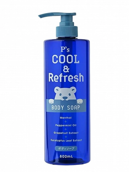 Освежающее жидкое мыло для тела KUMANO YUSHI P's Cool & Refresh Body Soap с цитрусовым ароматом, 800 мл